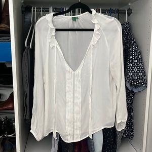 Farm Rio White Ruffle Blouse Size Medium